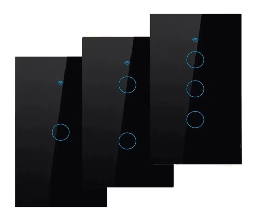 Interruptor de Parede WiFi Inteligente com Painel de Vidro Touch (1/2/3/4 Gang)
