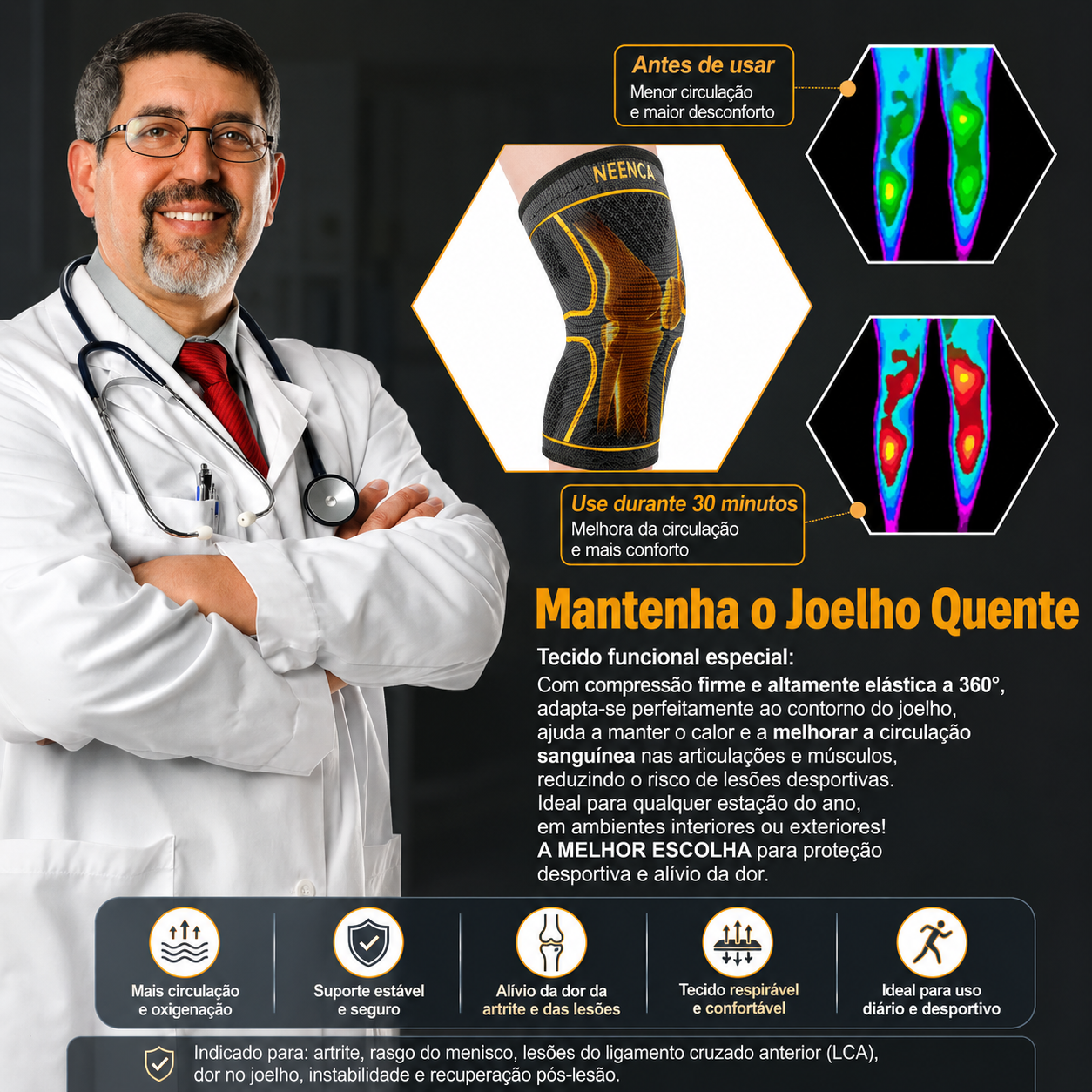Joelheira de Compressão para Artrite, Menisco e Dor no Joelho – Conforto e Suporte Diário