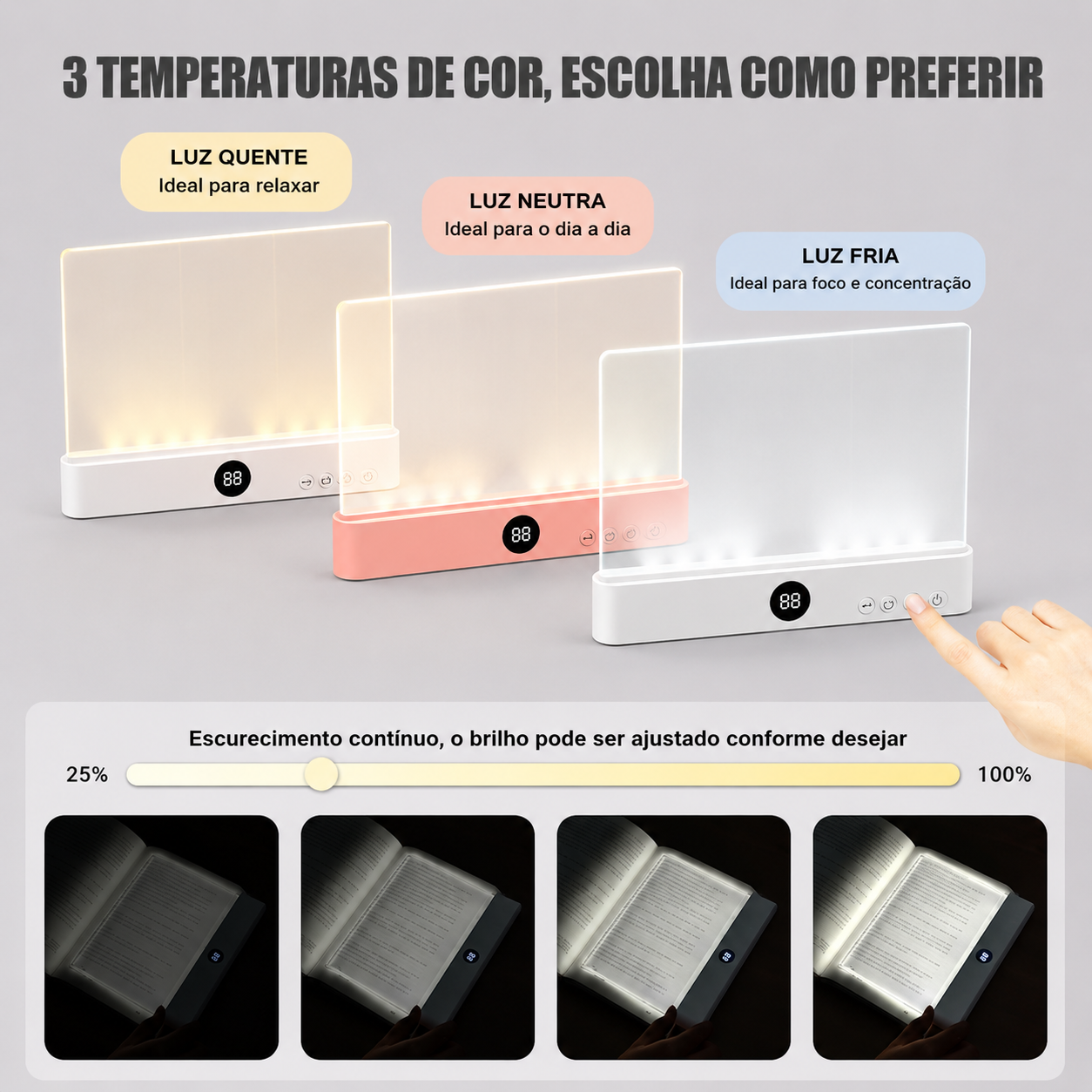 Lâmpada de Leitura LED ajustável + Frete Grátis + Tracker Visual 12 meses