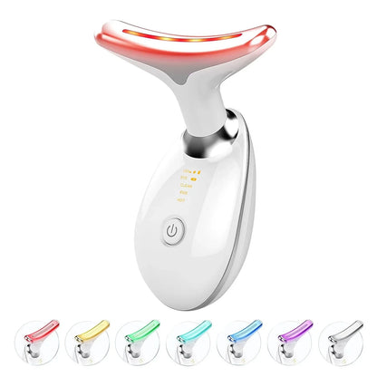 Dispositivo EMS Lifting Facial e Pescoço com Luz LED 7 Cores – Anti-Rugas e Queixo Duplo