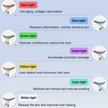 Dispositivo EMS Lifting Facial e Pescoço com Luz LED 7 Cores – Anti-Rugas e Queixo Duplo