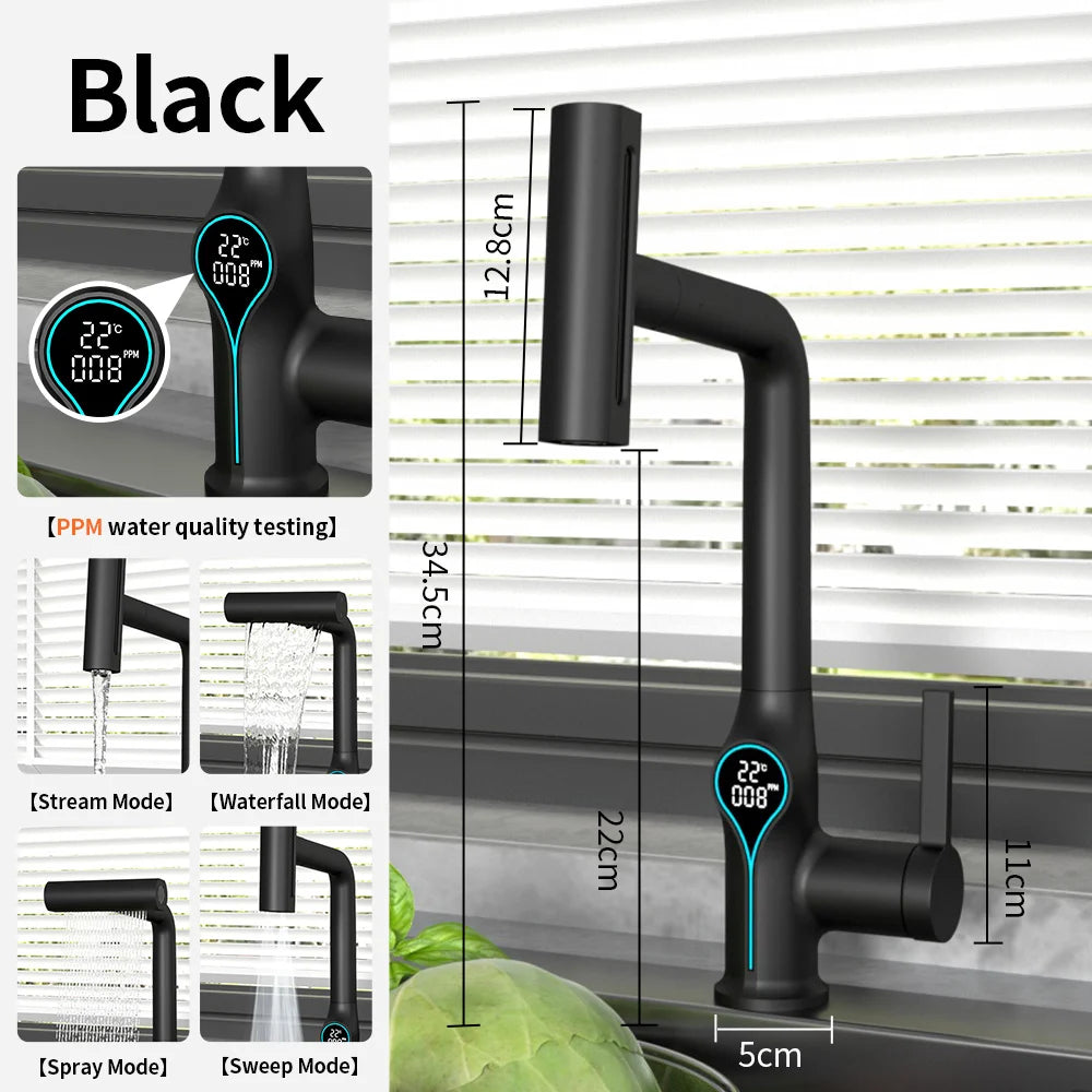 Torneira Misturadora com Display Digital de Temperatura – Cascata, Quente e Frio