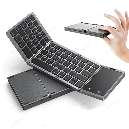 Teclado Bluetooth Dobrável com Touchpad – Mini Teclado Portátil para Windows, Android e iOS
