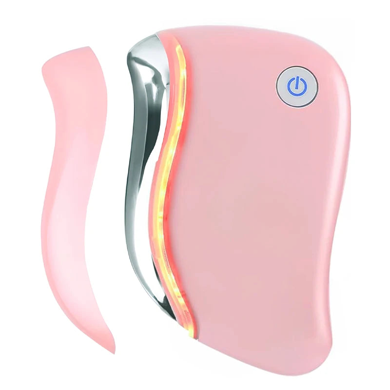 Massageador Elétrico 4 em 1 Gua Sha com Aquecimento, Vibração e Luz Vermelha