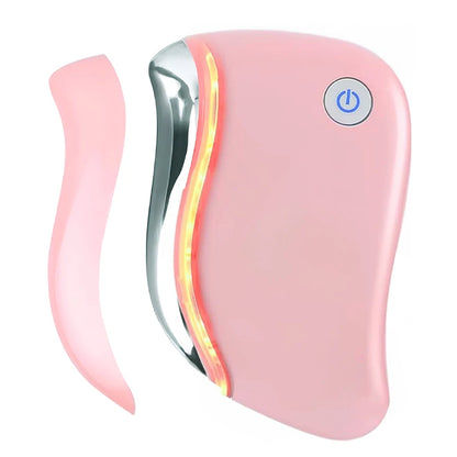 Massageador Elétrico 4 em 1 Gua Sha com Aquecimento, Vibração e Luz Vermelha