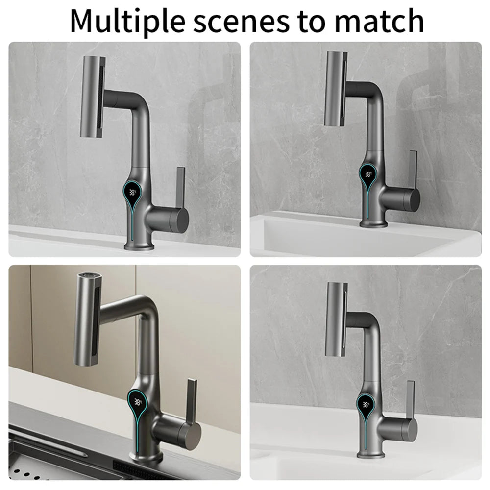 Torneira Misturadora com Display Digital de Temperatura – Cascata, Quente e Frio