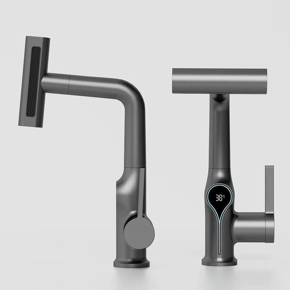 Torneira Misturadora com Display Digital de Temperatura – Cascata, Quente e Frio