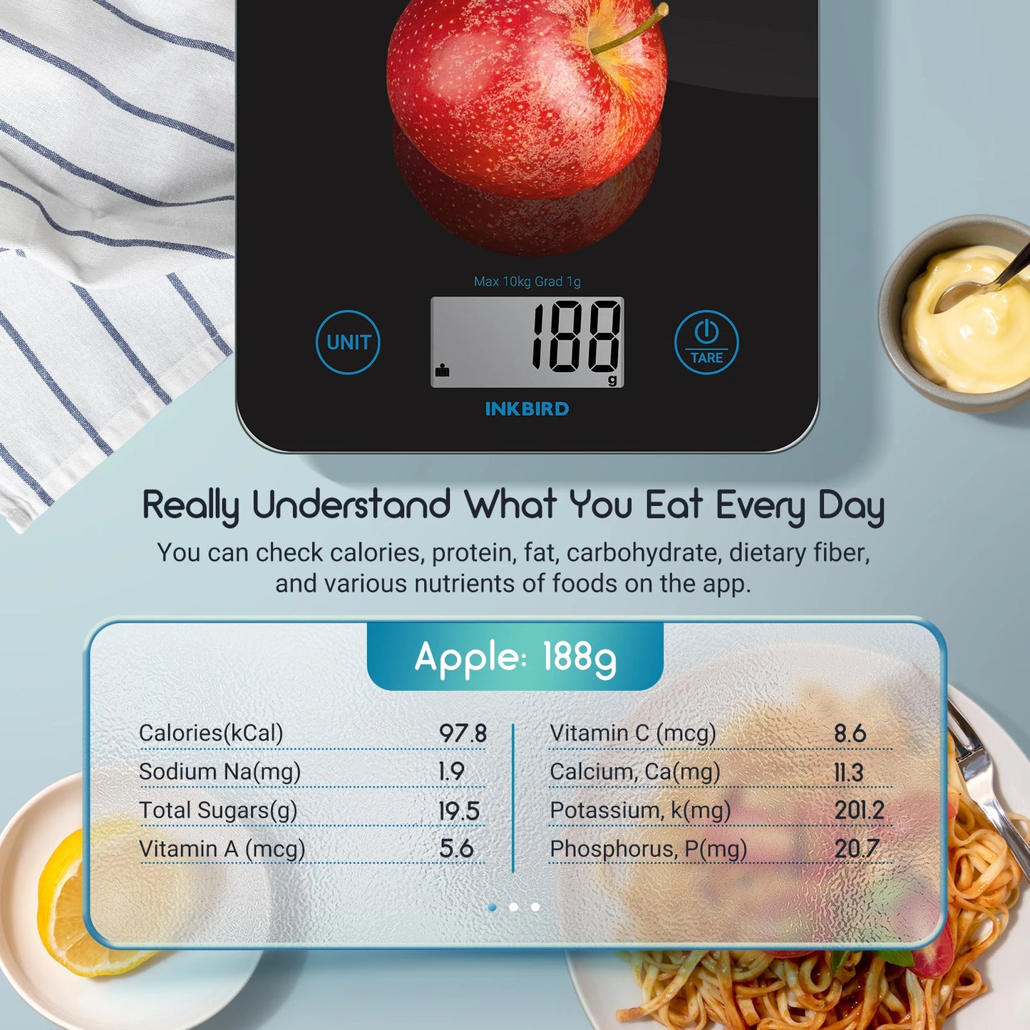 Balança de Cozinha Bluetooth Digital de Alta Precisão – Nutrição Inteligente e Controle de Calorias