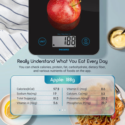 Balança de Cozinha Bluetooth Digital de Alta Precisão – Nutrição Inteligente e Controle de Calorias