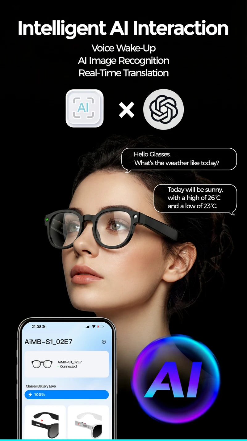 Óculos Inteligentes AI 2026 – Tradução , Câmera 4K e Conectividade Total